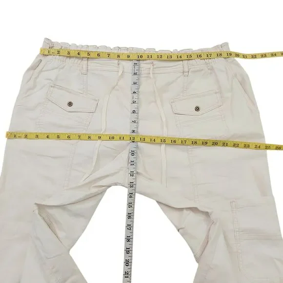 Anthropologie Pilcro Cargo Pants Womens 1X Beige Utility Drawstring Relaxed Fit - Picture 11 of 12
